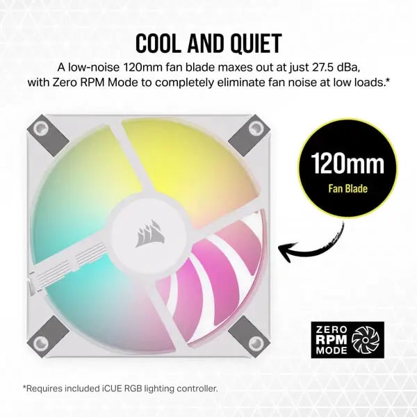 Corsair ICUE AF120 RGB SLIM 120mm Cabinet Fan – White Twin Pack( CO-9050165-WW) – TechCure India