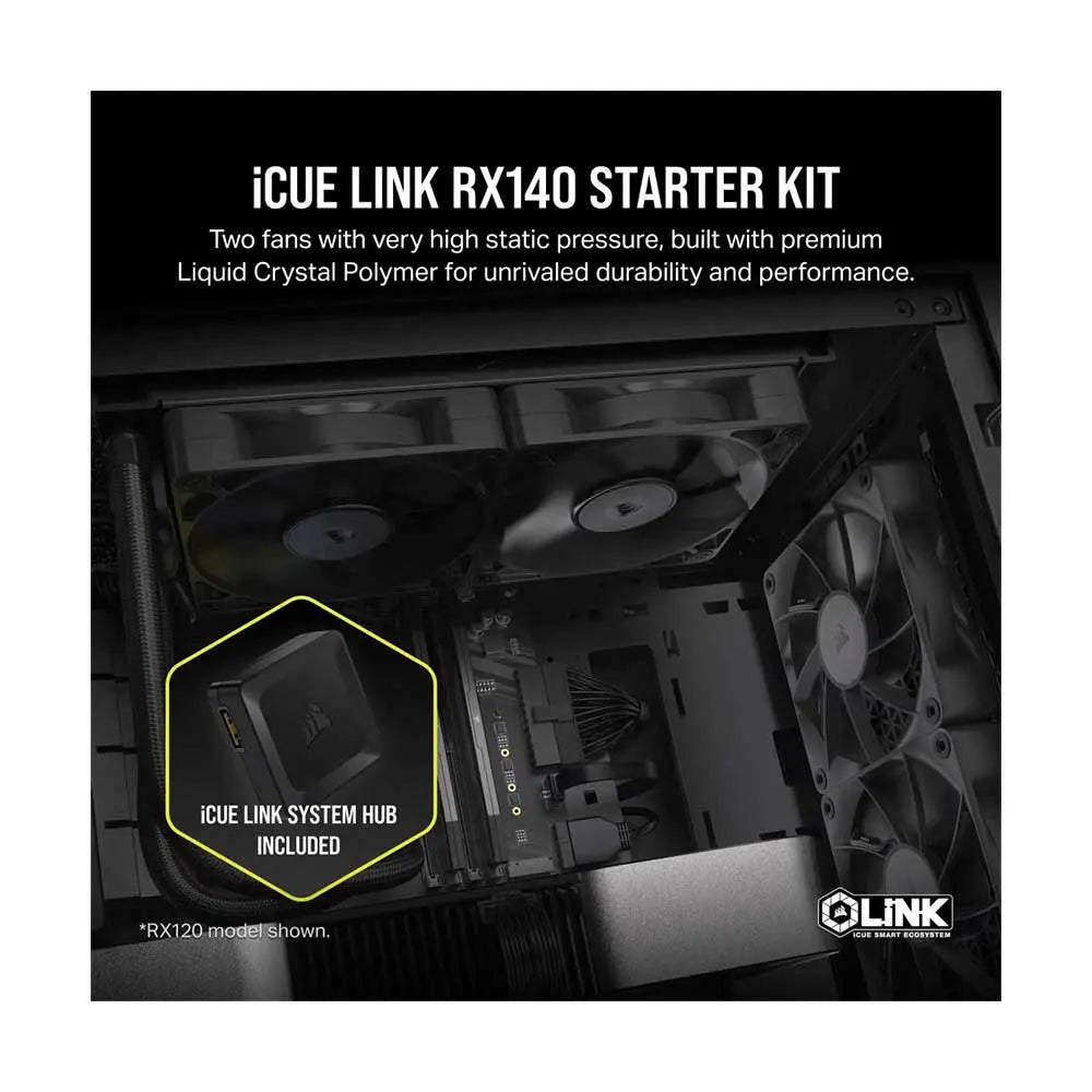 Corsair Icue Link Rx140 140mm Pwm Fan Twin Starter Kit (CO-9051012-WW) – TechCure India