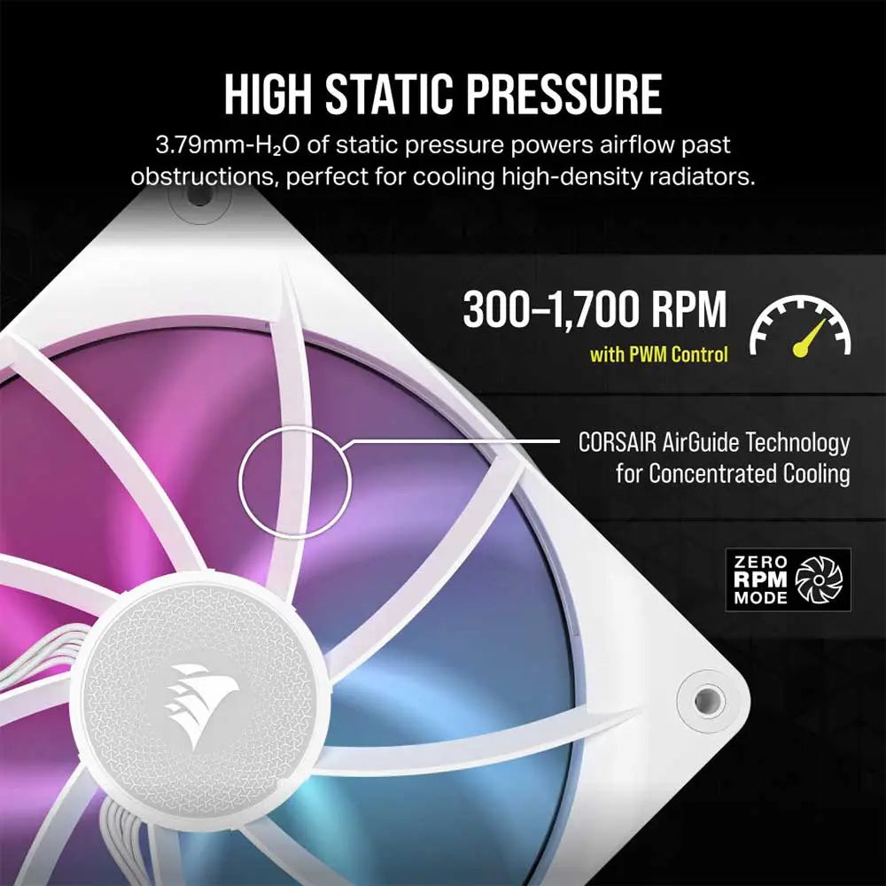 Corsair icue Link Rx140 Rgb 140mm Pwm Fan Twin Starter Kit White (CO-9051024-WW) – TechCure India