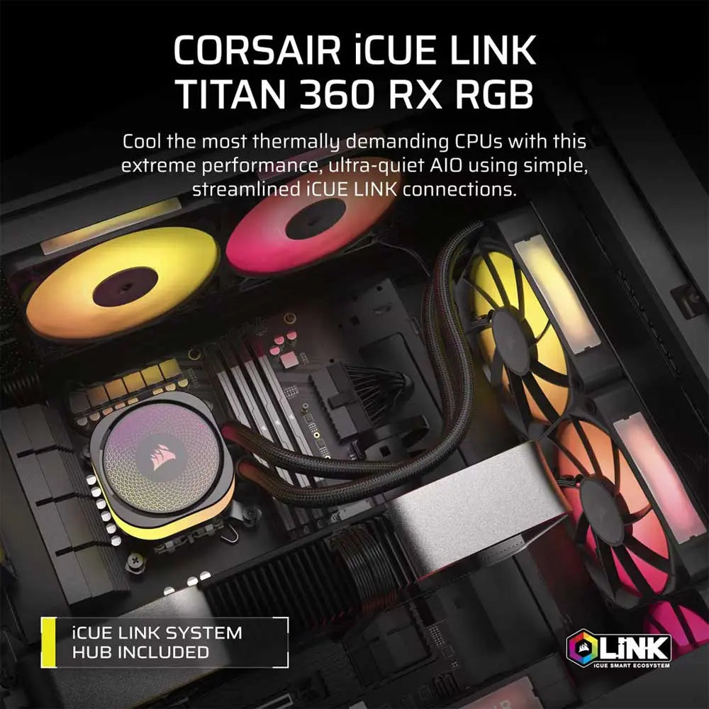 Corsair iCUE Link Titan 360 RX RGB AIO Liquid CPU Cooler Black (CW-9061018-WW) – TechCure India