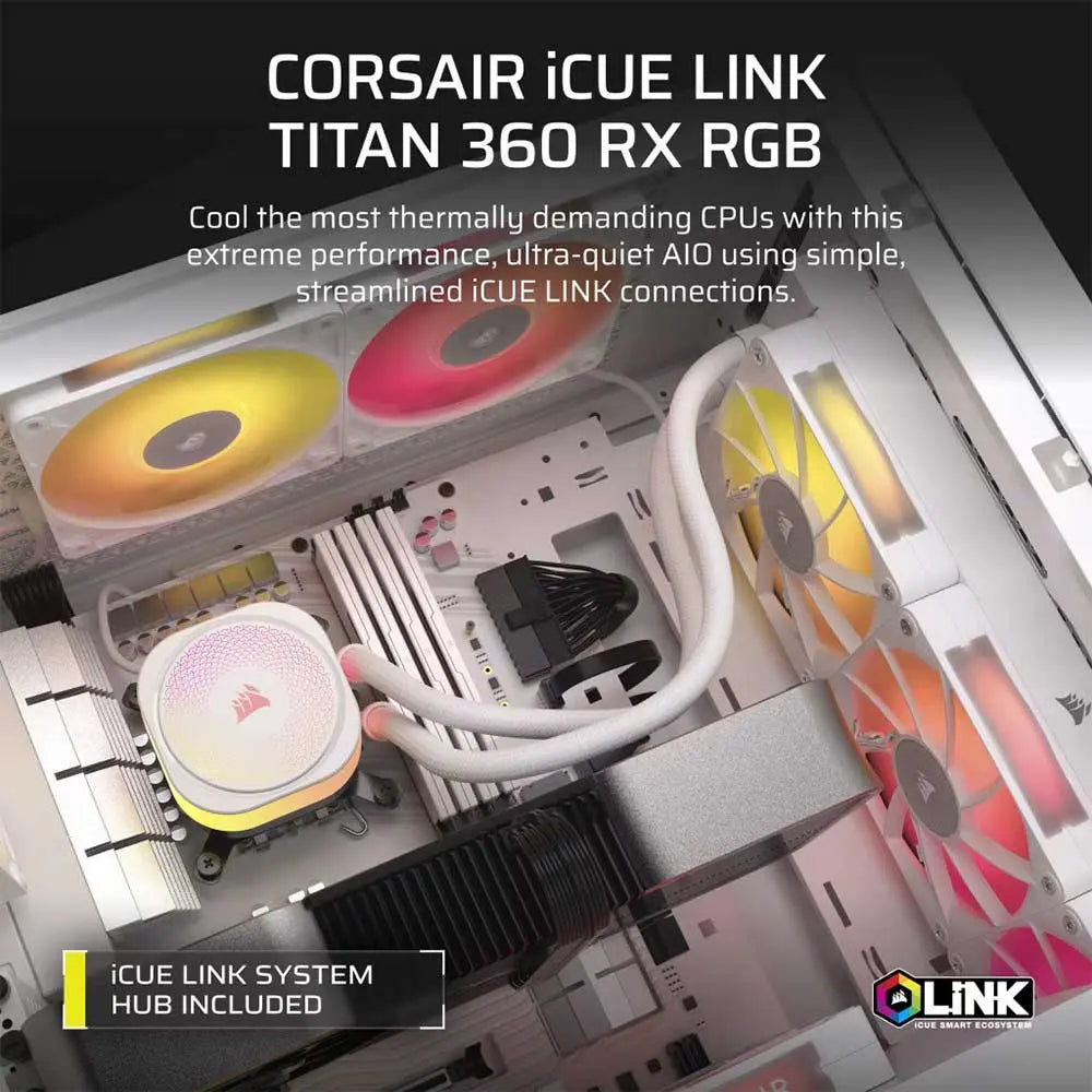 Corsair iCUE Link Titan 360 RX RGB AIO Liquid CPU Cooler White (CW-9061021-WW) – TechCure India