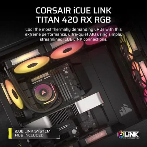 Corsair iCUE LINK TITAN 420 RX RGB Black, 420mm AIO Liquid CPU Cooler – TechCure India