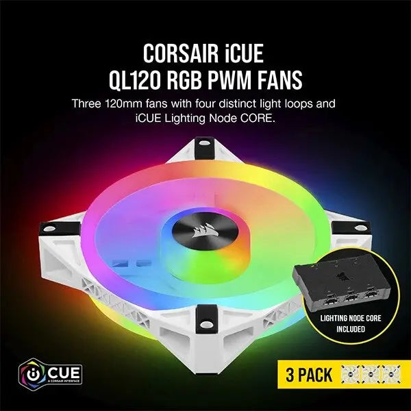 Corsair Icue Ql120 Rgb White Cabinet Fan (Triple-Pack) (Co-9050104-Ww) – TechCure India