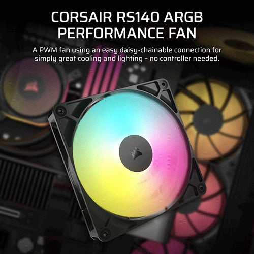 Corsair RS140 ARGB 140mm PWM Cabinet Fan, Dual Pack Black (CO-9050183-WW) – TechCure India