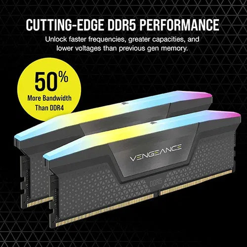 Corsair Vengeance RGB 32GB 5200MHz DDR5 Desktop RAM (CMH32GX5M1B5200Z40) – TechCure India