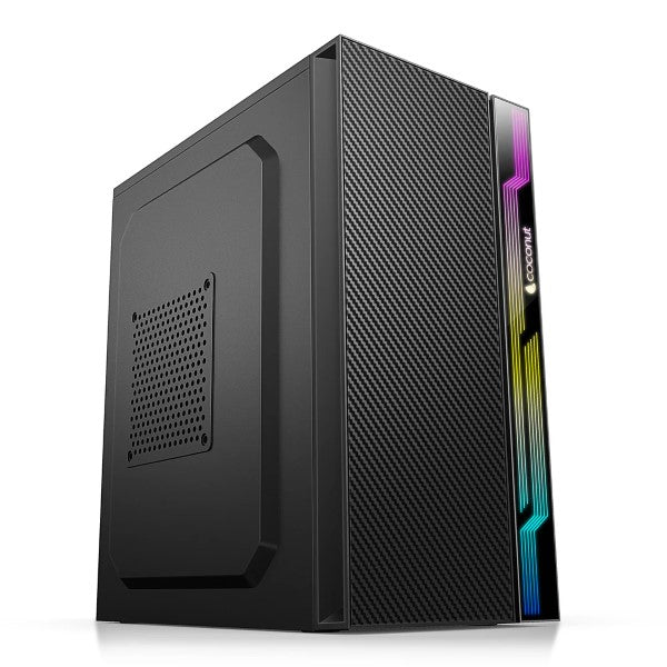 CoCoNut Cosmic mATX with SM45 Power Supply and RGB Strip - Black – TechCure India