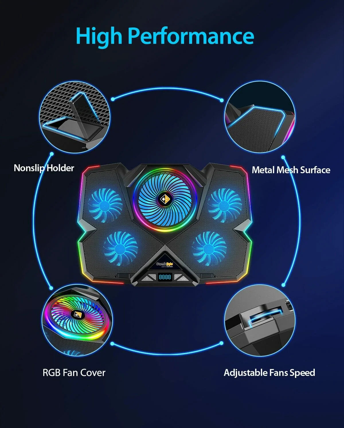 COSMIC BYTE CYCLONE RGB COOLING PAD BLACK/BLUE – TechCure India