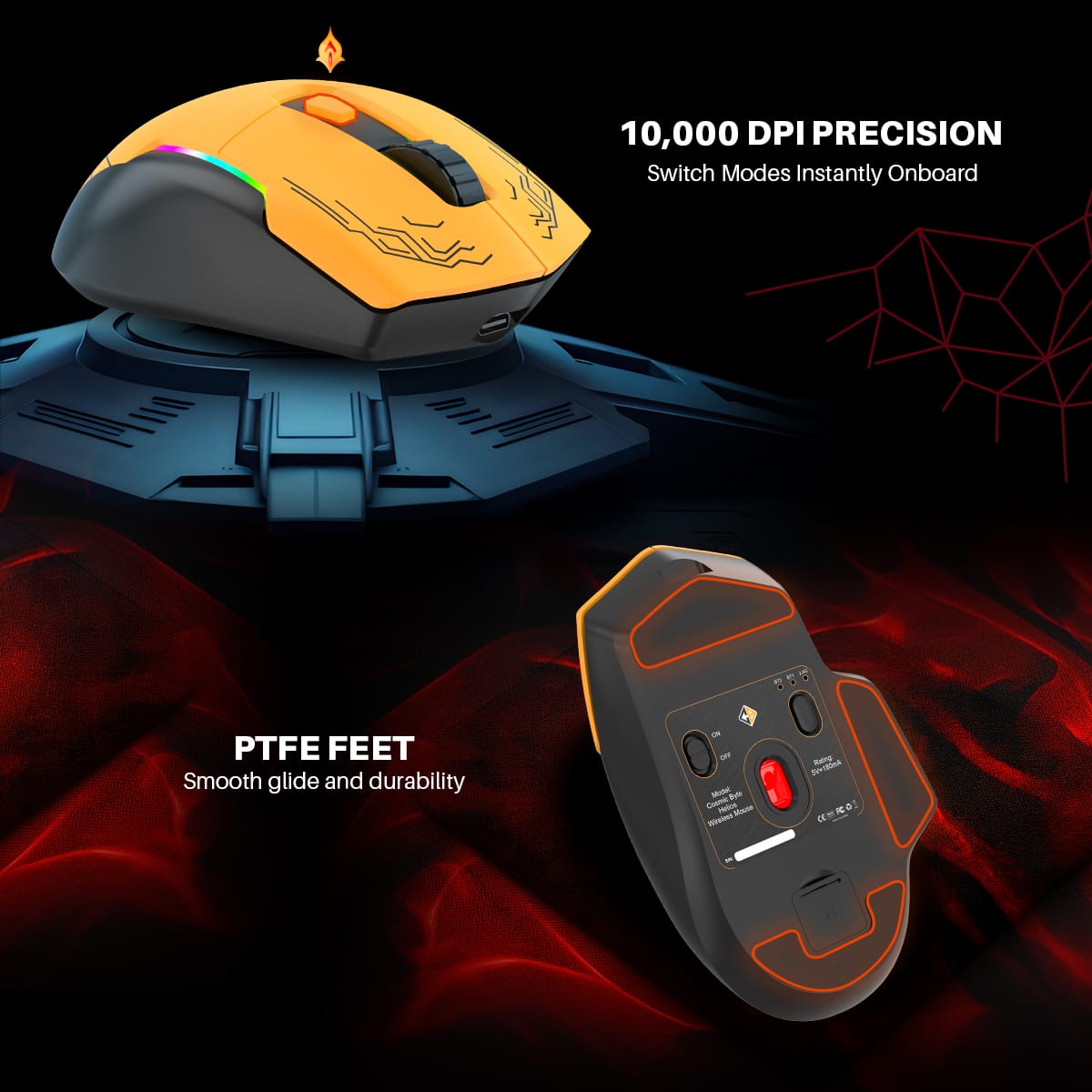 Cosmic Byte Helios Tri-Mode Mouse with Software Support, 1000Hz Polling Rate Black – photo 4 – TechCure India