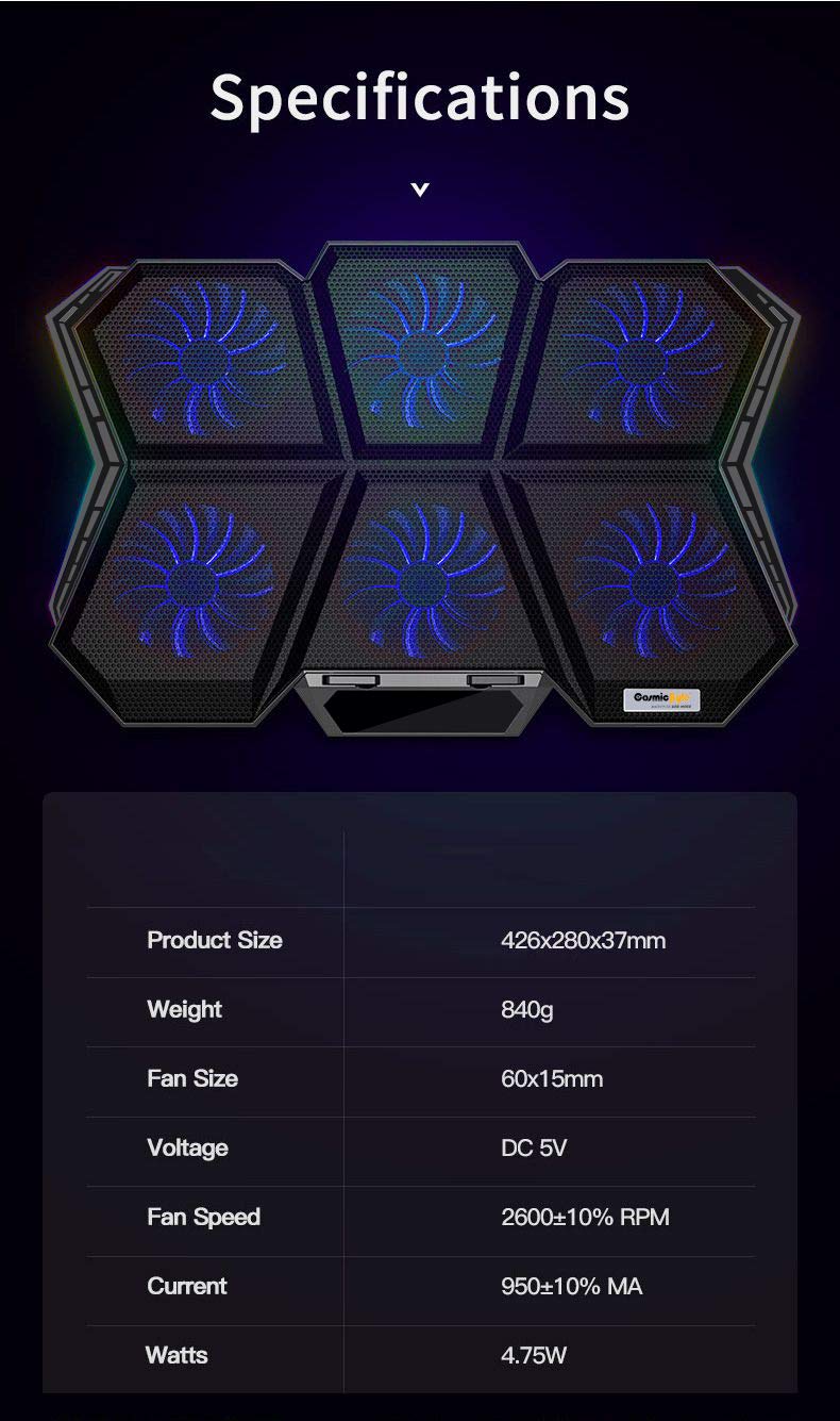 COSMIC BYTE METEOROID RGB COOLING PAD BLACK/BLUE – TechCure India