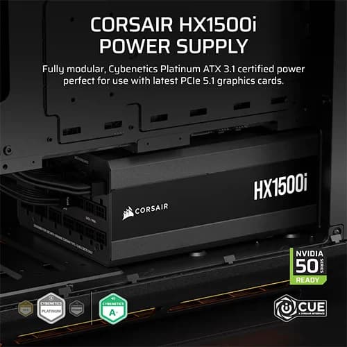 CORSAIR HX1500i 1500W 80+ Platinum ATX 3.1 Fully Modular Power Supply – TechCure India