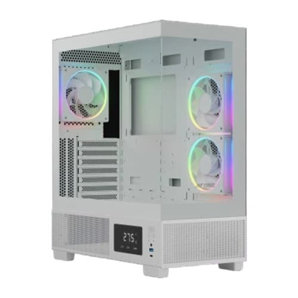 ANT ESPORTS Crystal X3 LCD ARGB ATX Mid Tower Cabinet ( White )