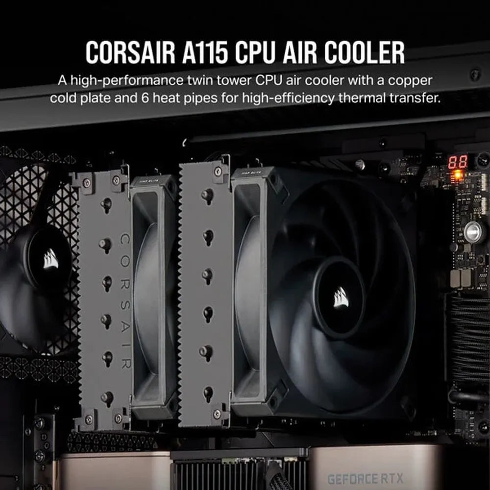 CORSAIR A115 Twin Tower 140mm Dual Tower CPU Air Cooler (Black) - 2