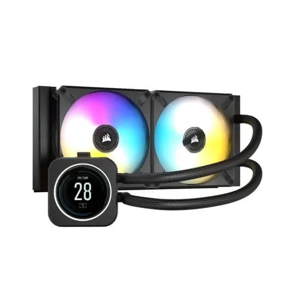 CORSAIR ICUE H100i Elite LCD Display 240mm CPU Liquid Cooler (Black) - 2