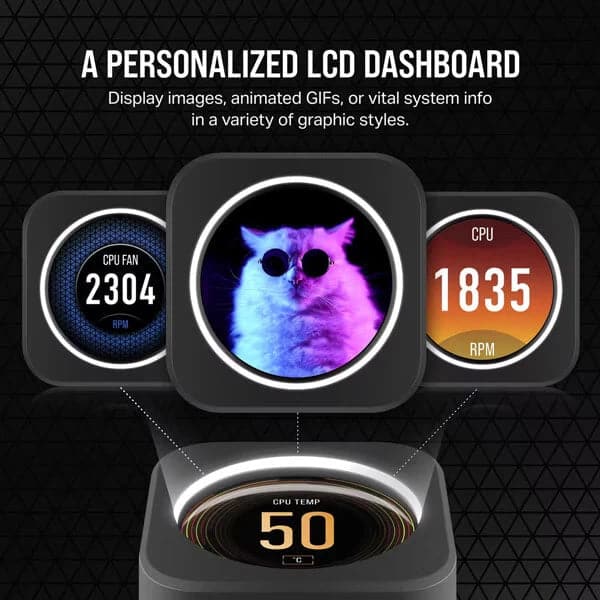 CORSAIR iCUE H150i Elite LCD XT RGB 360mm CPU Liquid Cooler (Black) - 6