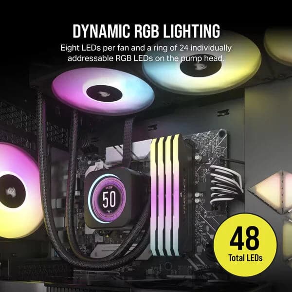 CORSAIR iCUE H150i Elite LCD XT RGB 360mm CPU Liquid Cooler (Black) - 5