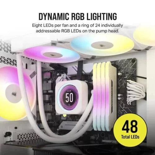 CORSAIR iCUE H150i Elite LCD XT RGB 360mm CPU Liquid Cooler (White) - 5