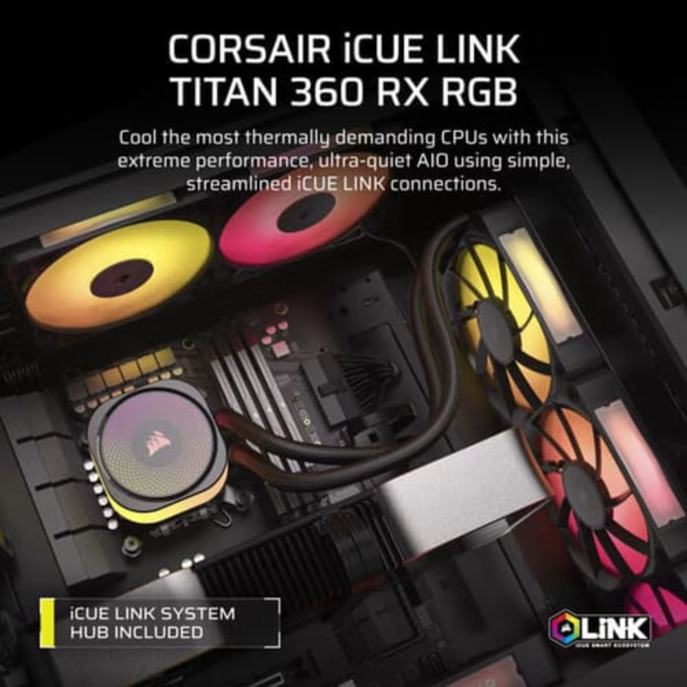 CORSAIR iCUE Link Titan 360 RX RGB 360mm CPU Liquid Cooler ( Black ) - 3