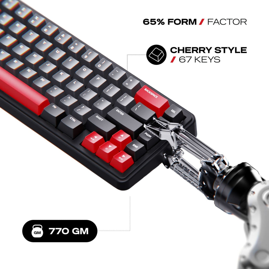 Cybeart Akula 65 - Compact 65% Wireless RGB Mechanical Keyboard (Signature Edition - White/Red/Gray) - image 2