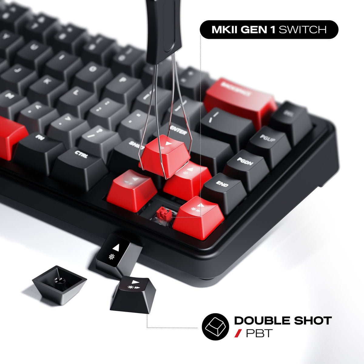 Cybeart Akula 65 - Compact 65% Wireless RGB Mechanical Keyboard (Signature Edition - White/Red/Gray) - image 3
