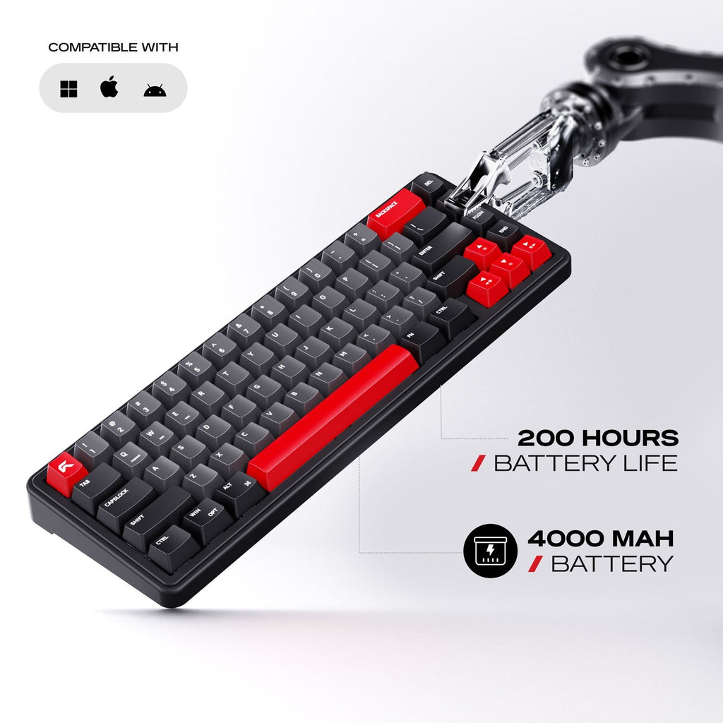 Cybeart Akula 65 - Compact 65% Wireless RGB Mechanical Keyboard (Signature Edition - White/Red/Gray) - image 6