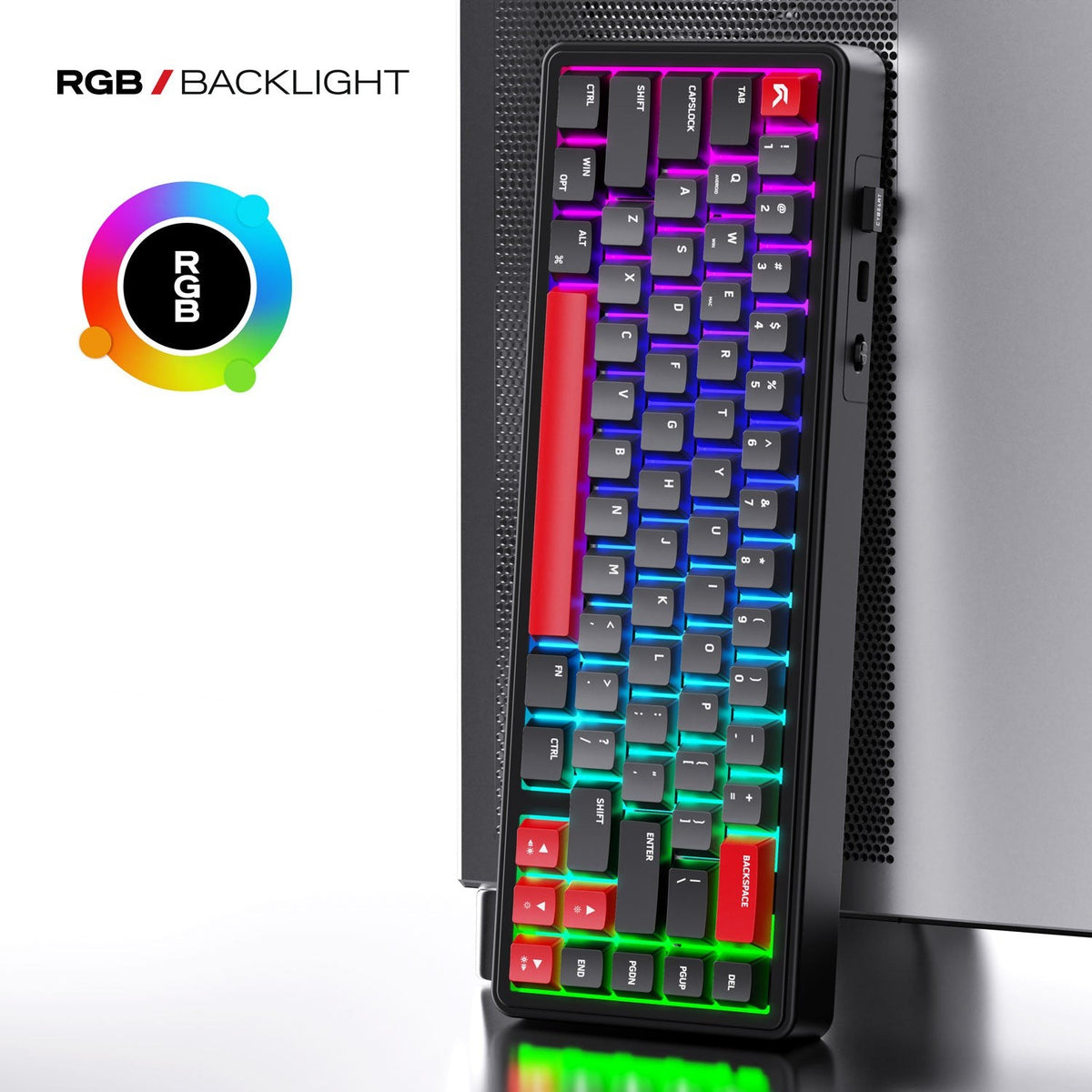 Cybeart Akula 65 - Compact 65% Wireless RGB Mechanical Keyboard (Signature Edition - White/Red/Gray) - image 7