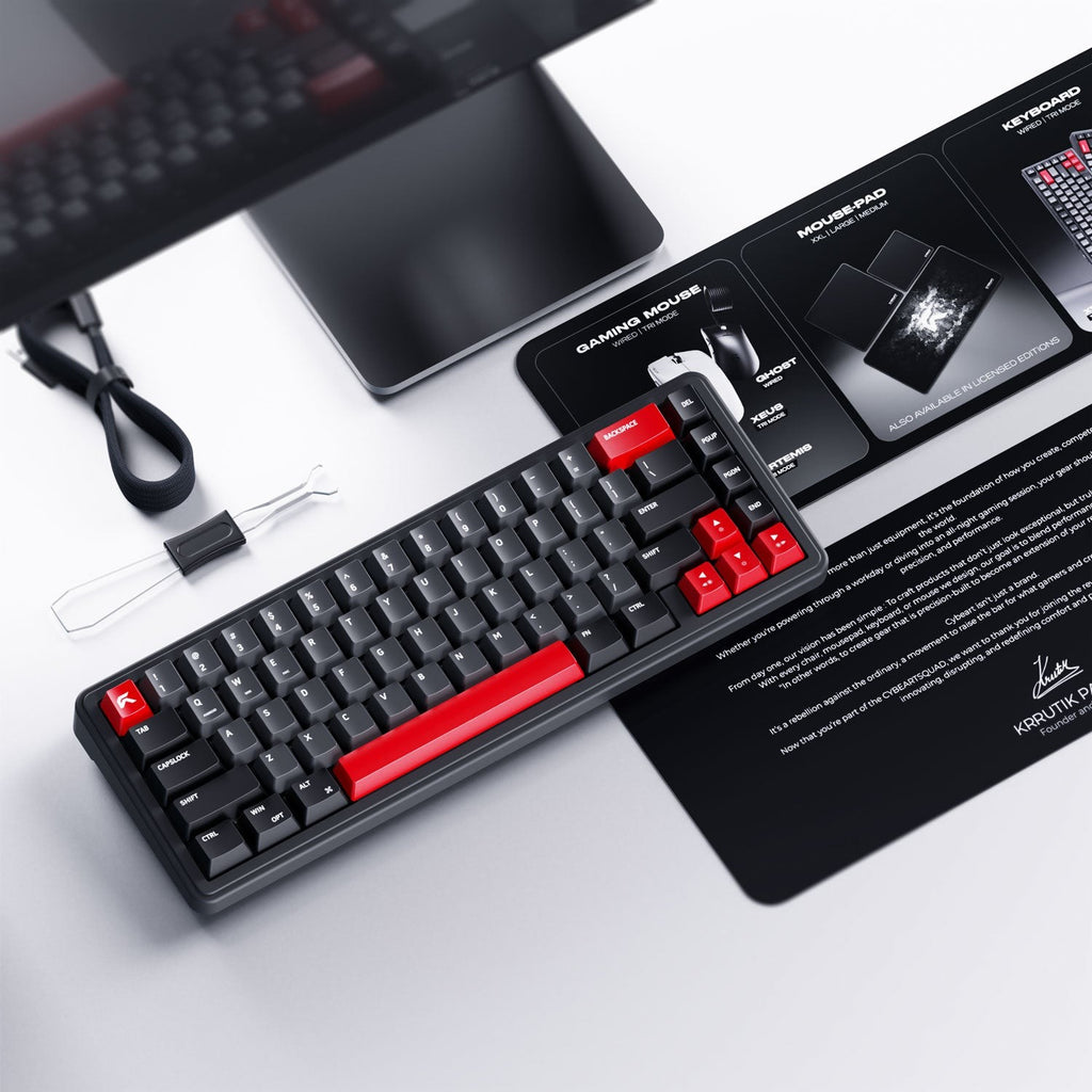 Cybeart Akula 65 - Compact 65% Wireless RGB Mechanical Keyboard (Signature Edition - White/Red/Gray) - image 9