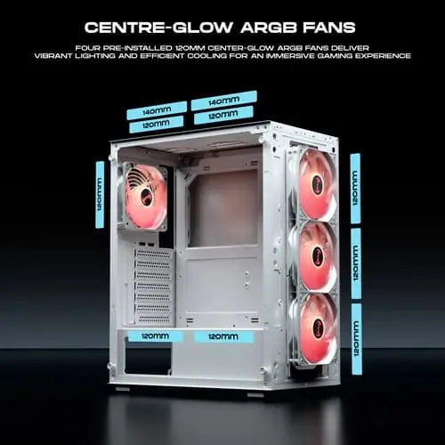 Dawg X 440 ARGB White ATX Mid Tower Cabinet (X440-ARGB-WHITE) – TechCure India