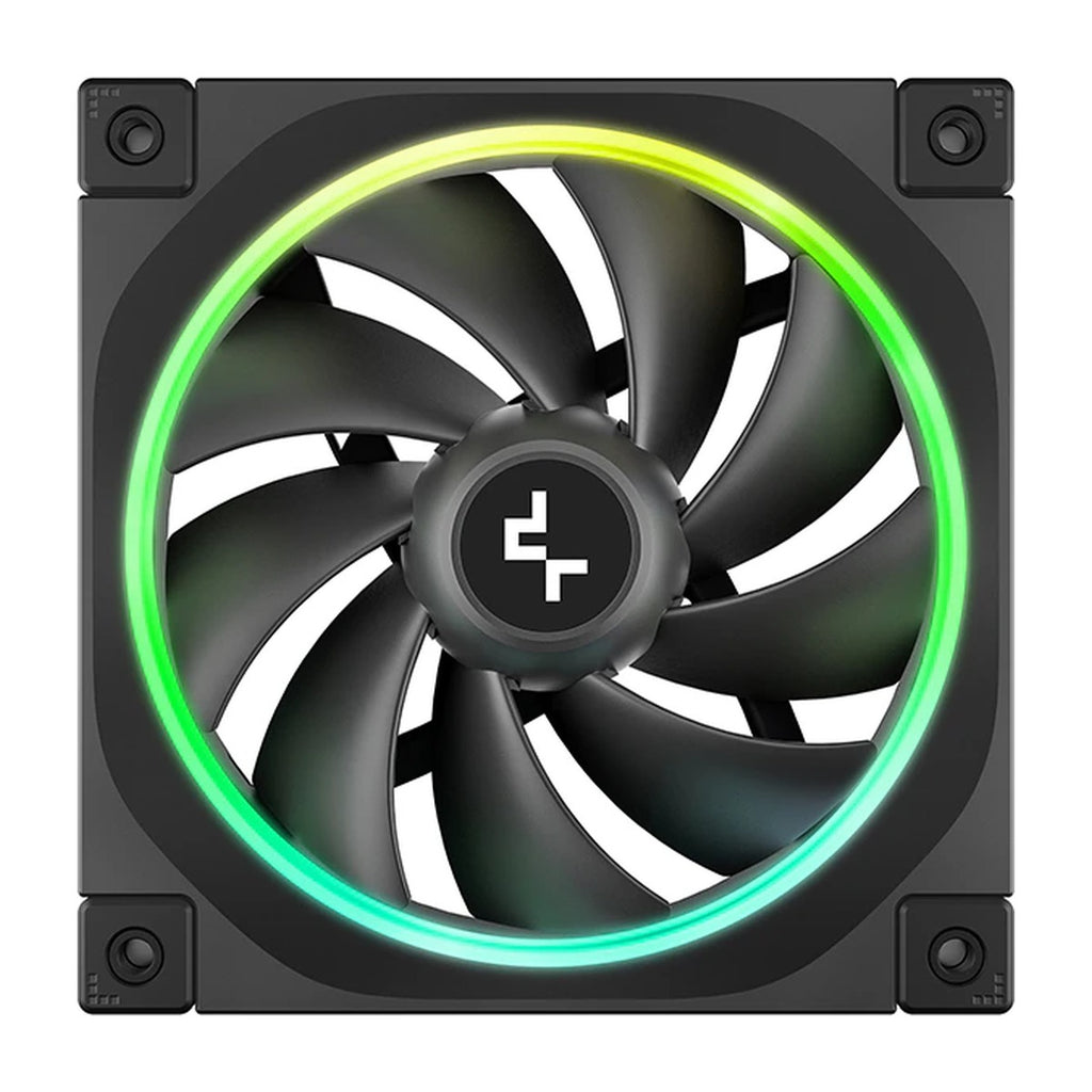Deepcool FL12R 3 IN 1 ARGB 120mm Cabinet Fan Black – — front view of Deepcool FL12R 120mm black ARGB fan – TechCure India