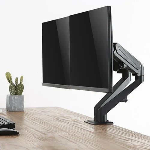 Dual Monitor Gas Spring Table Stand – Pneumatic Two Monitor Desk Mount Arm (for 13–32″ Monitors/ 8kg per monitor) — image 4