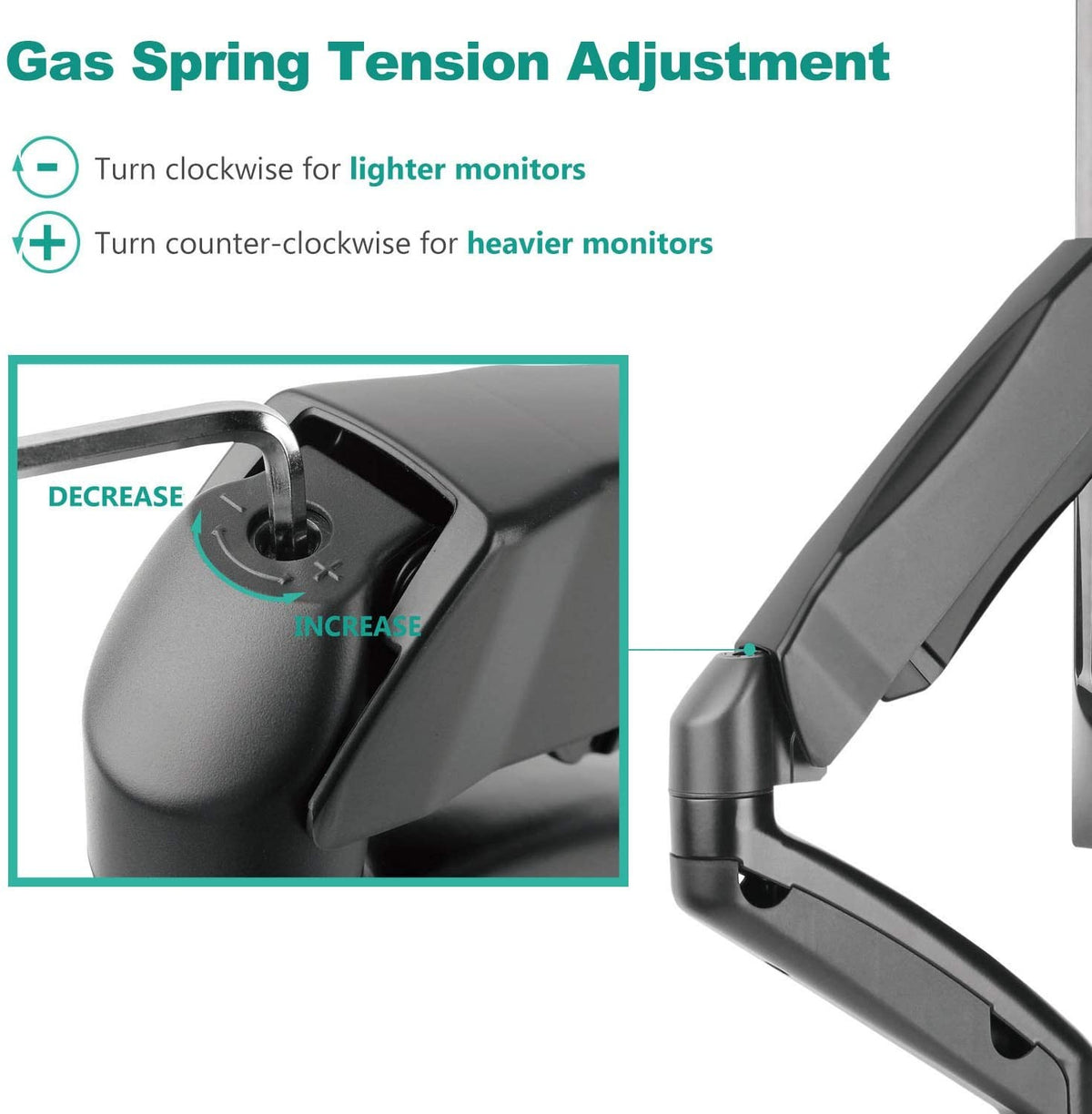 Dual Monitor Gas Spring Table Stand – Pneumatic Two Monitor Desk Mount Arm (for 13–32″ Monitors/ 8kg per monitor) — image 7