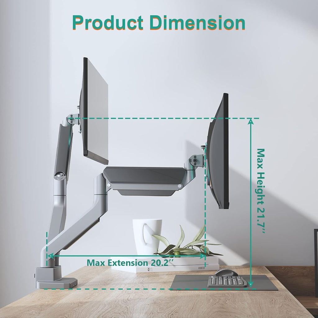 Dual Monitor Heavy Duty Gas Spring Arm Desk Mount (for 13–35″ Monitor/ 15kg per monitor) — image 5