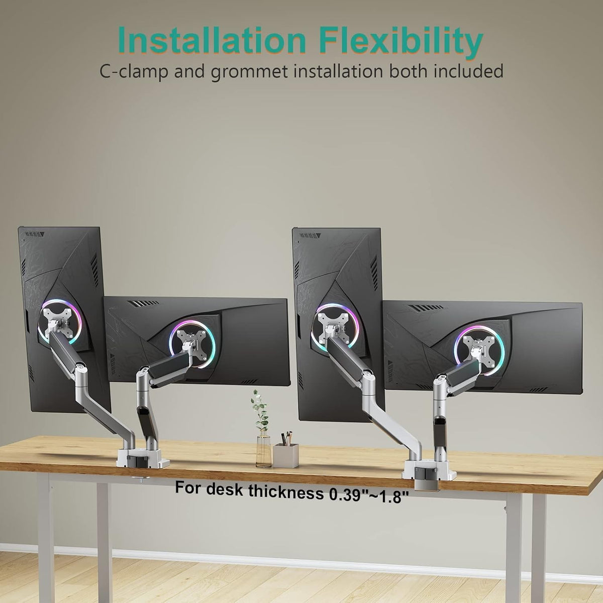 Dual Monitor Heavy Duty Gas Spring Arm Desk Mount (for 13–35″ Monitor/ 15kg per monitor) — image 8