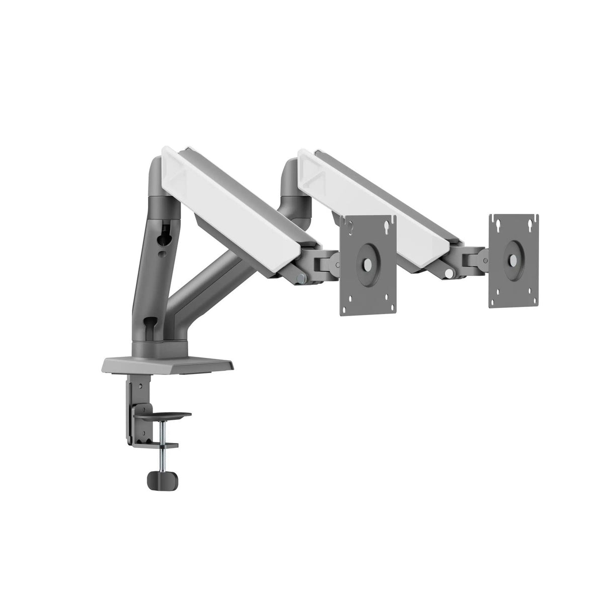 Dual Monitor Silver Alloy Spring Assisted Table Stand – Desk Mount Arm (for 13–32″ Monitors/ 8kg per monitor) — image 11