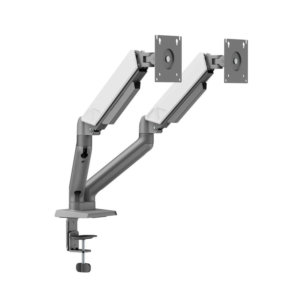 Dual Monitor Silver Alloy Spring Assisted Table Stand – Desk Mount Arm (for 13–32″ Monitors/ 8kg per monitor) — image 4