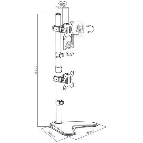 Dual Monitor Vertical Stand – Two Monitor Vertical Desk Mount – Freestanding Arm For 2 Screens (for 13–32″ Monitors/ 8kg per monitor) — image 8