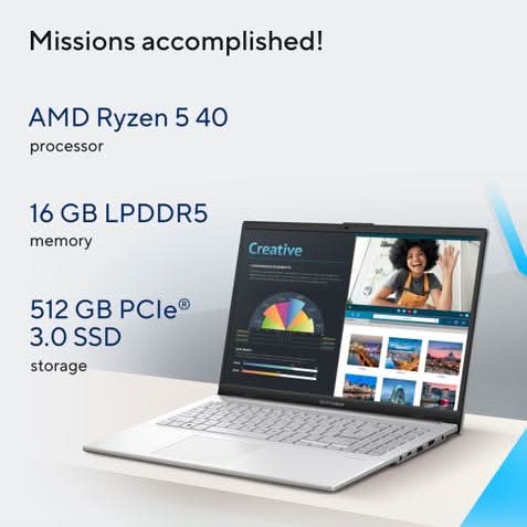 ASUS Vivobook Go 15 E1504FA-BQ2113WS, Ryzen 5 40, 16GB, 512GB SSD, AMD Radeon Graphics, 15.6 inch FHD, Windows 11 Home, Office Home 2024 with M365 Basic, 1 Year, Silver – TechCure India