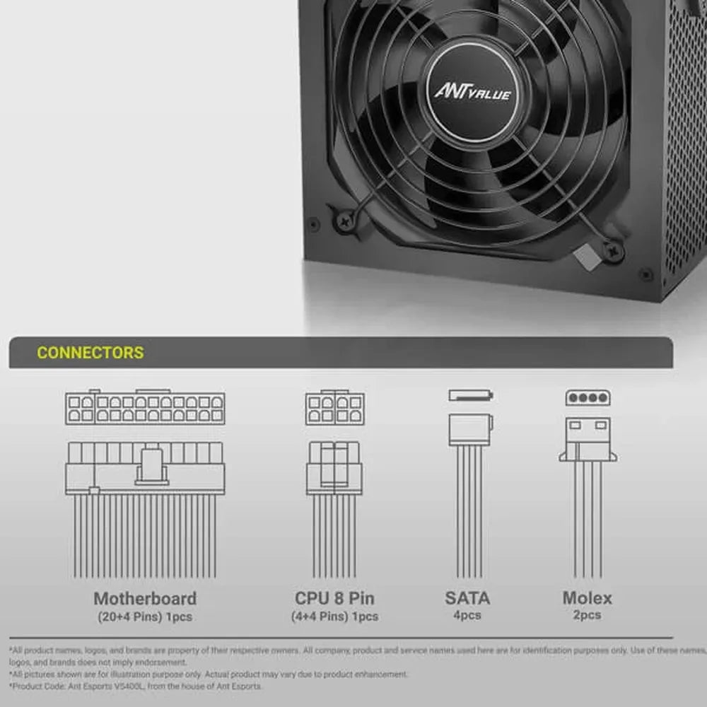 ANT VALUE ECO400 400W Non Modular Power Supply - 4