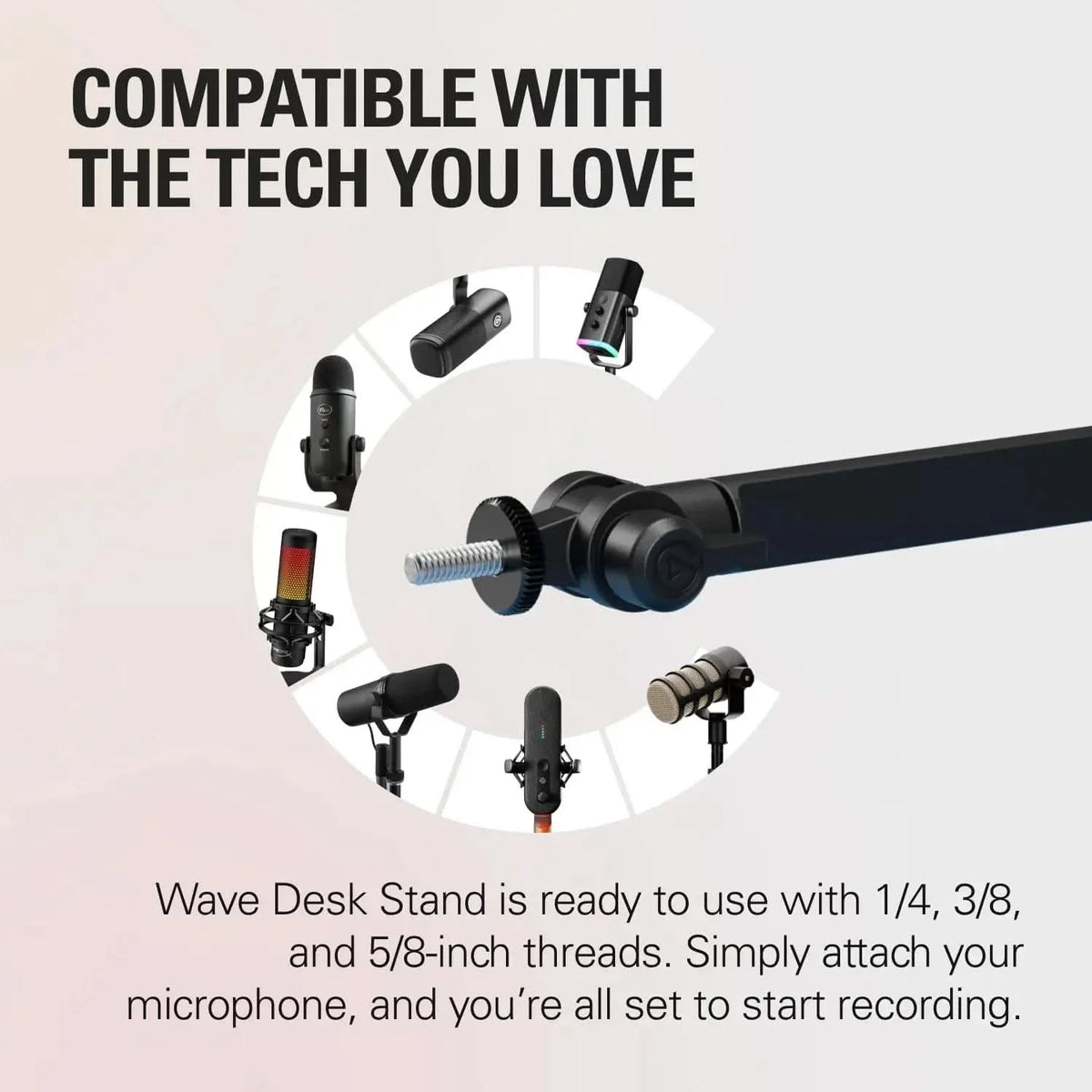 Elgato Wave Desk Stand - Adjustable Mounting Arm for Microphones, Works, HyperX, Rode, Fifine, Shure and More Mics, Compatible 1/4, 3/8 & 5/8 Thread, for Recording/Podcasting/Streaming – TechCure India