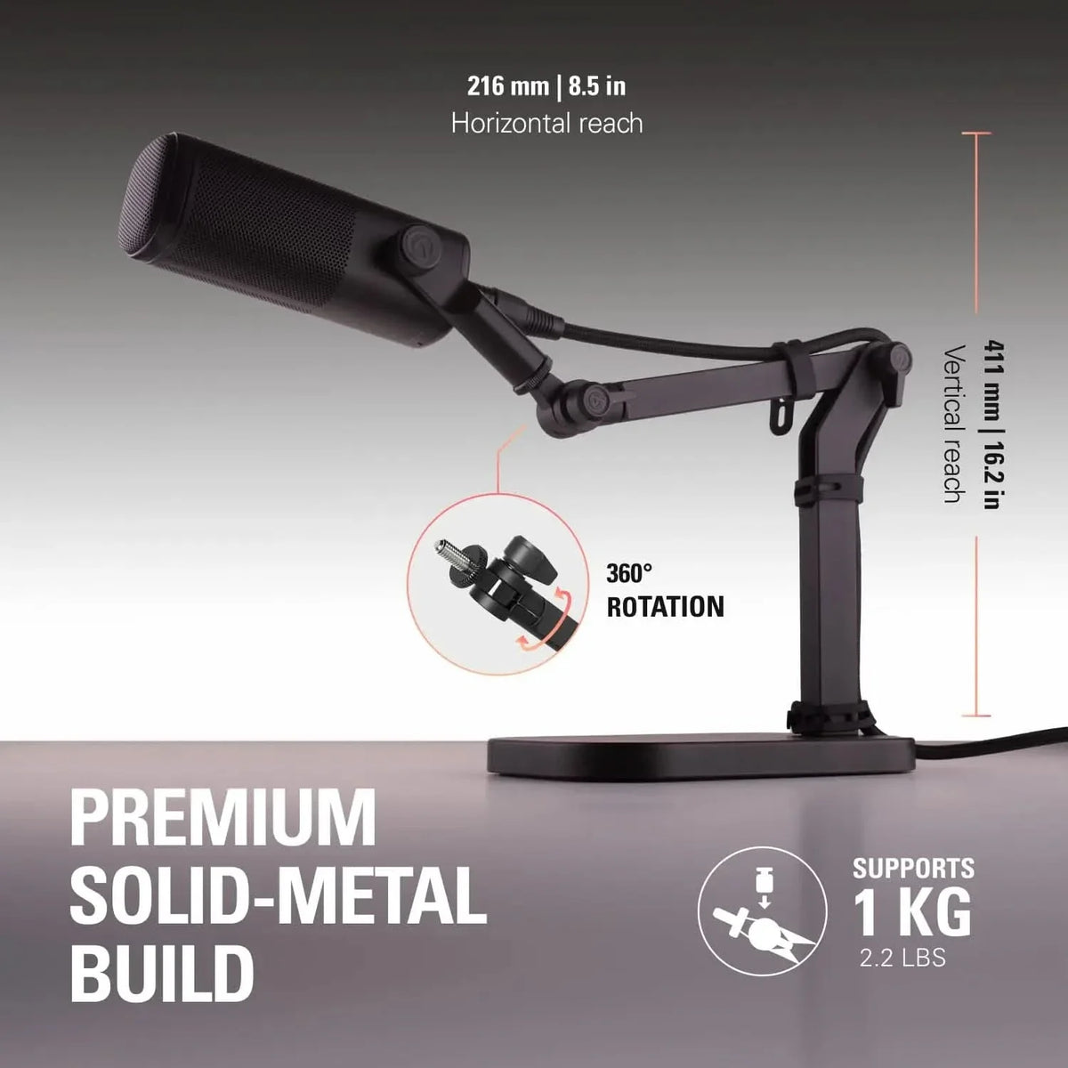 Elgato Wave Desk Stand - Adjustable Mounting Arm for Microphones, Works, HyperX, Rode, Fifine, Shure and More Mics, Compatible 1/4, 3/8 & 5/8 Thread, for Recording/Podcasting/Streaming – TechCure India