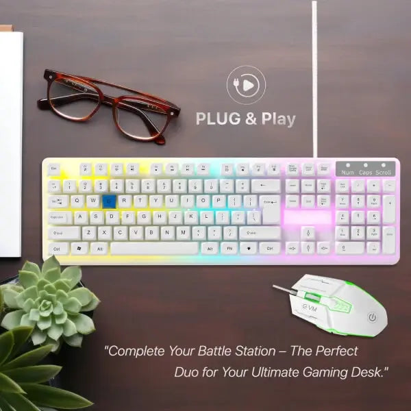 EVM EnHawk 7B23 Gaming Keyboard and Mouse Combo (White) (EVM-WDKM-315) – TechCure India
