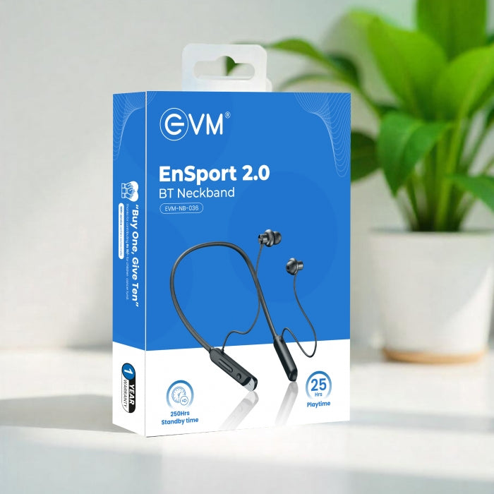 EVM EnSport 2.0 Bluetooth Neckband EVM-NB036-B – TechCure India