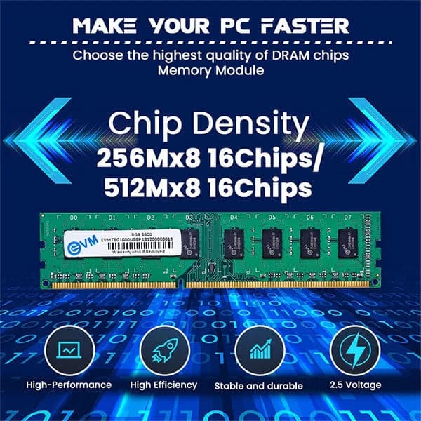 EVM 8GB ( 8GBx1 ) 1600MHz DDR3 Desktop RAM - 6