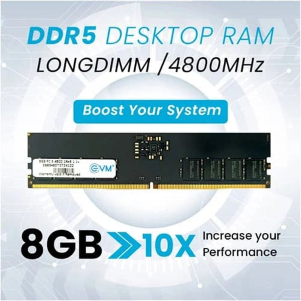 EVM 8GB ( 8GB x 1 ) 4800MHz DDR5 RAM ( Black ) ( CL19 ) - 3