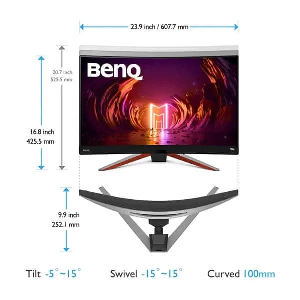 BENQ Mobiuz EX2710R 27 Inch QHD 165Hz VA Panel 1MS AMD Freesync Gaming Monitor - 2