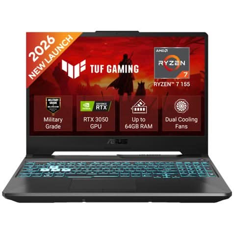 ASUS TUF Gaming A15 FA506NCG-HN448WS, AMD Ryzen 7 155, 1 6GB RAM, 1TB SSD, 15.6 inch FHD, RTX 3050 4GB, Windows 11 Home, Office Home 2024 and M365 Basic- 1 Year Validity, Gaming Laptop, 1 Year(s) Warranty, Black – TechCure India