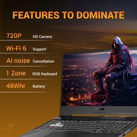 ASUS TUF Gaming A15 FA506NCQ-IN080W, AMD Ryzen 7 170 Processor, 16GB RAM, 512GB SSD, RTX 3050-4GB, 15.6 inch FHD, Windows 11 Home, Gaming Laptop, 1 Year(s) Warranty, Black – TechCure India