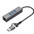 Hammok Prime USB/Type-C to Gigabit LAN + 3-Port USB 3.0 Hub