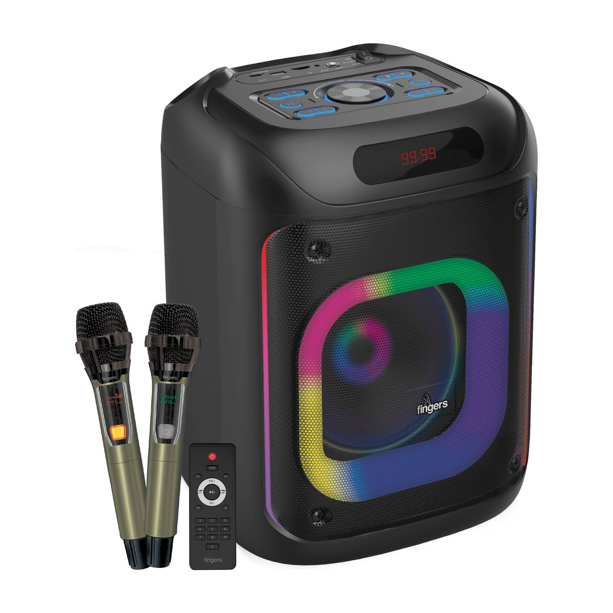 FINGERS 2Mic-ThunderBox45 Portable Speaker with 2 Wireless Mics - ThunderBox45 – TechCure India