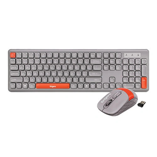 Fingers Exquisite Rangeela Series Pearl Grey and Orange Wireless Keyboard Mouse Combo – TechCure India