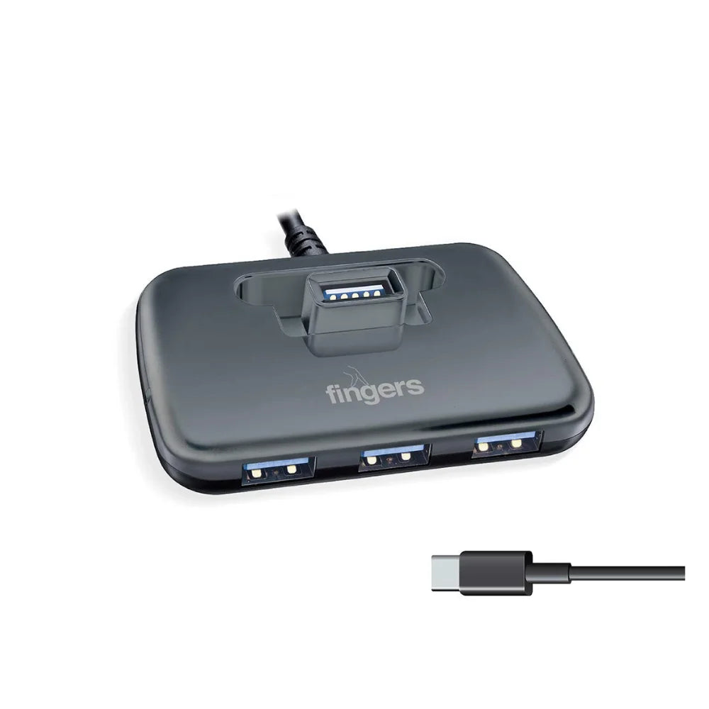 FINGERS Next Gen Type-C USB 3.0 4 Port Hub – TechCure India